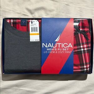 Nautica Men's Red and Gray Pajama Set